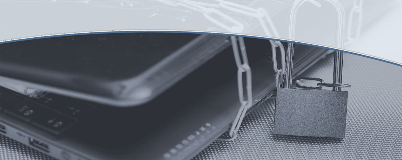 Hologram Laptop mit Schloss und Kette